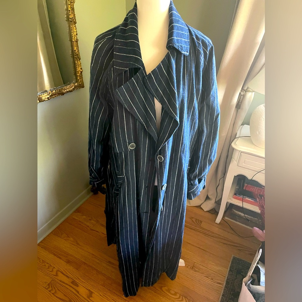 NWT Free People Melia Striped Blue Trench